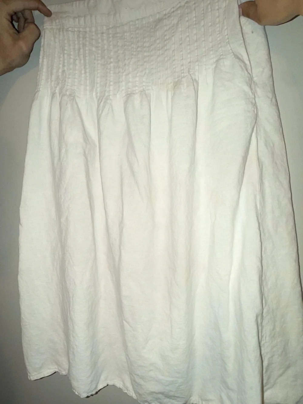Women's White Elastic-Waist Midi Skirt